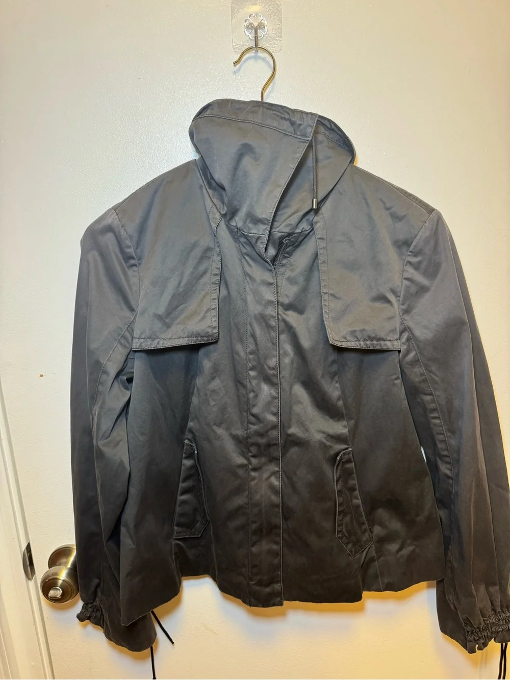 Women’s Cole Haan Dark Brown Purple Hooded Water Resistant Utility Jacket